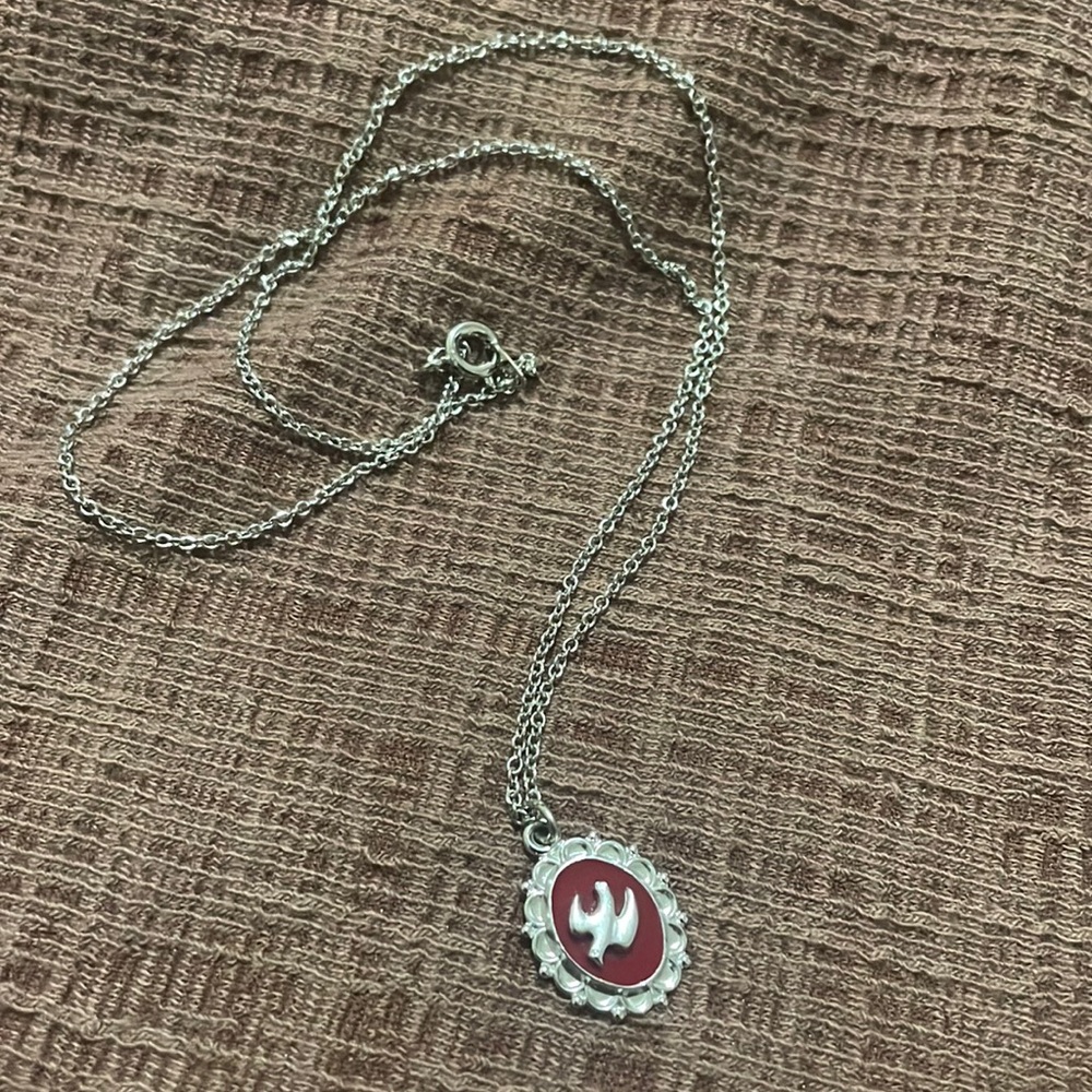 Red Dove Pendant Silver Necklace‎